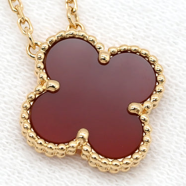 ヴァンクリーフアーペル Van Cleef & Arpels ヴィンテージ アルハンブラ ペンダント VCARD38500 レッド×イエローゴールド K18YG カーネリアン ネックレス Au750 18K 赤 カーネリアン