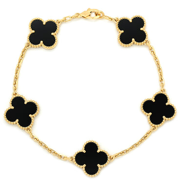 ヴァンクリーフアーペル Van Cleef & Arpels ヴィンテージ アルハンブラ VCARA41300 ブラック×イエローゴールド K18YG オニキス ブレスレット 5モチーフ YG 18K オニキス