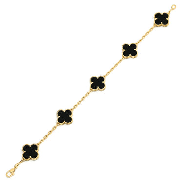 ヴァンクリーフアーペル Van Cleef & Arpels ヴィンテージ アルハンブラ VCARA41300 ブラック×イエローゴールド K18YG オニキス ブレスレット 5モチーフ YG 18K オニキス