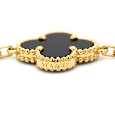 ヴァンクリーフアーペル Van Cleef & Arpels ヴィンテージ アルハンブラ VCARA41300 ブラック×イエローゴールド K18YG オニキス ブレスレット 5モチーフ YG 18K オニキス