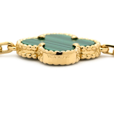 ヴァンクリーフアーペル Van Cleef & Arpels ヴィンテージ アルハンブラ VCARL80900 グリーン×イエローゴールド K18YG マラカイト ブレスレット 緑 750YG 5モチーフ