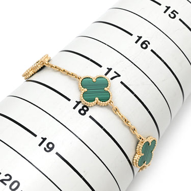 ヴァンクリーフアーペル Van Cleef & Arpels ヴィンテージ アルハンブラ VCARL80900 グリーン×イエローゴールド K18YG マラカイト ブレスレット 緑 750YG 5モチーフ