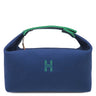 エルメス HERMES ブリッド ア ブラック GM H104223M マリン コットン ポーチ シルバー金具 青 紺 緑 バニティ Hロゴ 刺繍