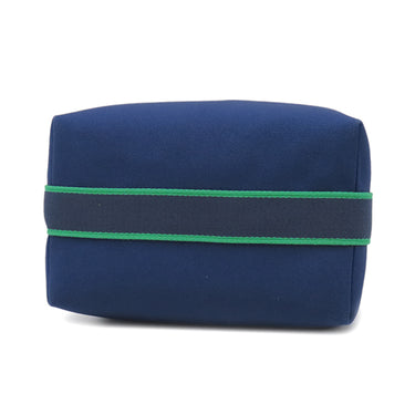 エルメス HERMES ブリッド ア ブラック GM H104223M マリン コットン ポーチ シルバー金具 青 紺 緑 バニティ Hロゴ 刺繍
