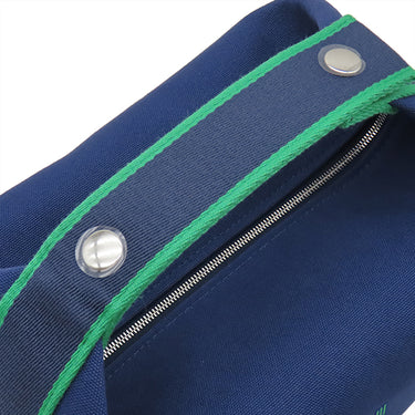 エルメス HERMES ブリッド ア ブラック GM H104223M マリン コットン ポーチ シルバー金具 青 紺 緑 バニティ Hロゴ 刺繍