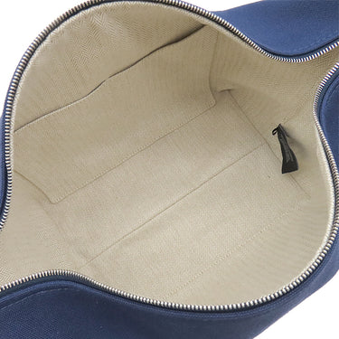 エルメス HERMES ブリッド ア ブラック GM H104223M マリン コットン ポーチ シルバー金具 青 紺 緑 バニティ Hロゴ 刺繍