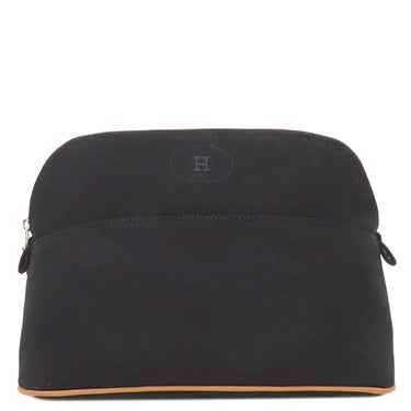 エルメス HERMES ボリードポーチ MM ブラック×オレンジ コットン ポーチ シルバー金具