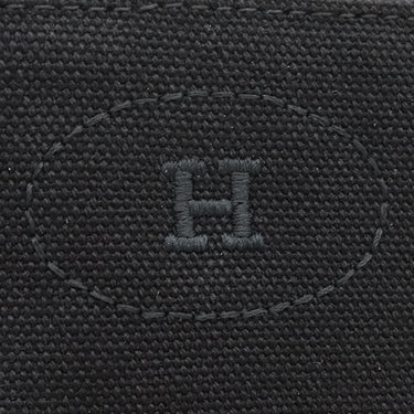 エルメス HERMES ボリードポーチ MM ブラック×オレンジ コットン ポーチ シルバー金具