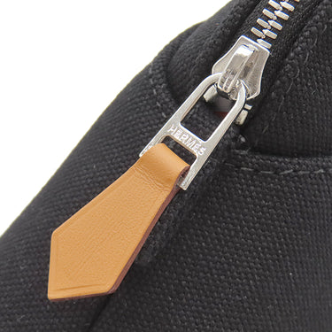 エルメス HERMES ボリードポーチ MM ブラック×オレンジ コットン ポーチ シルバー金具