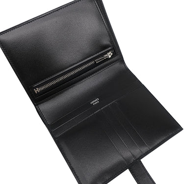 エルメス HERMES ベアンコンパクト ブラック ボックスカーフ 二つ折り財布 ブラック金具 新品 未使用 オールブラック モノクローム 2025年製