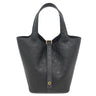 エルメス HERMES ピコタンロック PM ブラック オーストリッチ ハンドバッグ ゴールド金具 黒