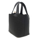 エルメス HERMES ピコタンロック PM ブラック オーストリッチ ハンドバッグ ゴールド金具 黒
