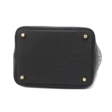 エルメス HERMES ピコタンロック PM ブラック オーストリッチ ハンドバッグ ゴールド金具 黒