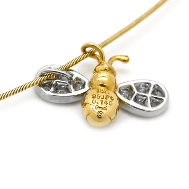 ギメル Gimel 蜂モチーフ ダイヤ ペンダント イエローゴールド K18YG Pt950 ダイヤモンド ネックレス ハチ BEE 18K 750 YG パヴェ ワイヤー
