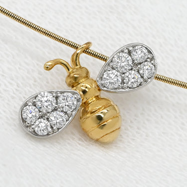 ギメル Gimel 蜂モチーフ ダイヤ ペンダント イエローゴールド K18YG Pt950 ダイヤモンド ネックレス ハチ BEE 18K 750 YG パヴェ ワイヤー