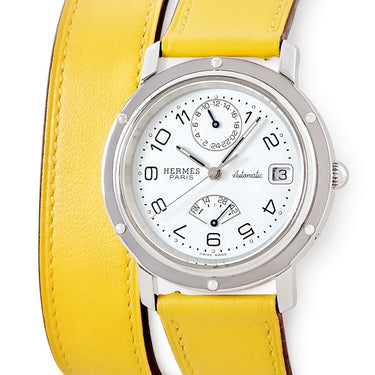 腕時計 エルメス HERMES クリッパー GMT パワーリザーブ CL5.710 自動巻き メンズ ドゥブルトゥール ホワイト アラビア デイト