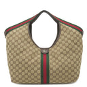 グッチ GUCCI ラージ トートバッグ 659980 ベージュ×ブラウン キャンバス レザー トートバッグ シャンパンゴールド金具 GGキャンバス