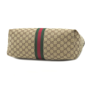グッチ GUCCI ラージ トートバッグ 659980 ベージュ×ブラウン キャンバス レザー トートバッグ シャンパンゴールド金具 GGキャンバス