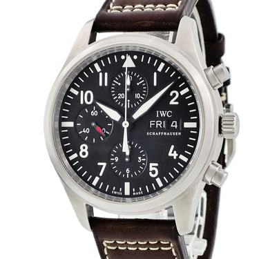 腕時計 IWC IWC パイロットウォッチ クロノグラフ IW371701 自動巻き メンズ ブラック デイデイト スモールセコンド
