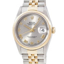 腕時計 ロレックス ROLEX デイトジャスト 36 16203 Y番 自動巻き メンズ Y番 K18YGxSS コンビ グレー サンレイ ローマン