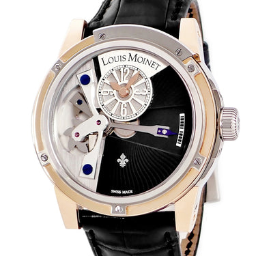 腕時計 ルイ・モネ LOUIS MOINET テンポグラフ LM-13.40.50 自動巻き メンズ K18RG×SS×チタン レトログラード ギョーシェ 黒 限定
