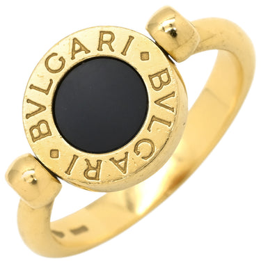 ブルガリ BVLGARI ブルガリブルガリ フリップ ブラック×イエローゴールド K18YG オニキス 珊瑚 リング 指輪 Au750 18K オニキス 珊瑚 10号
