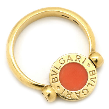ブルガリ BVLGARI ブルガリブルガリ フリップ ブラック×イエローゴールド K18YG オニキス 珊瑚 リング 指輪 Au750 18K オニキス 珊瑚 10号