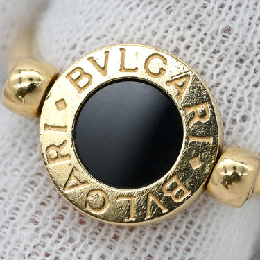 ブルガリ BVLGARI ブルガリブルガリ フリップ ブラック×イエローゴールド K18YG オニキス 珊瑚 リング 指輪 Au750 18K オニキス 珊瑚 10号