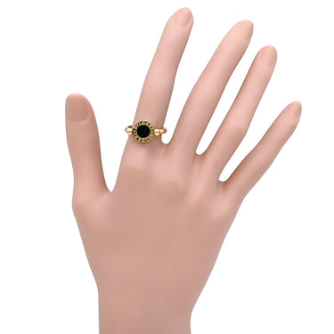 ブルガリ BVLGARI ブルガリブルガリ フリップ ブラック×イエローゴールド K18YG オニキス 珊瑚 リング 指輪 Au750 18K オニキス 珊瑚 10号