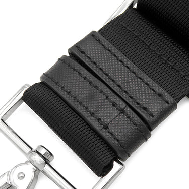 プラダ PRADA ショルダーストラップ 132cm ブラック ナイロン レザー ショルダーストラップ シルバー金具 黒