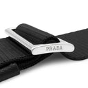 プラダ PRADA ショルダーストラップ 132cm ブラック ナイロン レザー ショルダーストラップ シルバー金具 黒