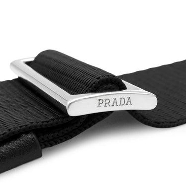 プラダ PRADA ショルダーストラップ 132cm ブラック ナイロン レザー ショルダーストラップ シルバー金具 黒