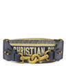クリスチャン・ディオール Christian Dior ロゴ エンブロイダリー ネイビー×ベージュ キャンバス レザー ショルダーストラップ ヴィンテージ金具 付け替え ストラップ 幅広
