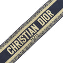 クリスチャン・ディオール Christian Dior ロゴ エンブロイダリー ネイビー×ベージュ キャンバス レザー ショルダーストラップ ヴィンテージ金具 付け替え ストラップ 幅広