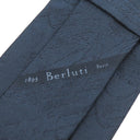 ベルルッティ BERLUTI スクリットパターン タイ 8cm ネイビー シルク ネクタイ 紺 カリグラフィ 総柄 刺繍
