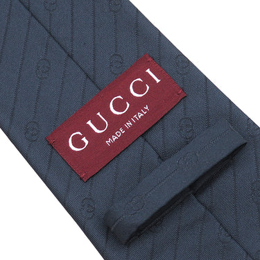 グッチ GUCCI インターロッキングG 7cm 853352 ネイビー シルク ネクタイ 紺