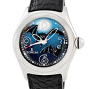 腕時計 コルム CORUM バブル バット 082.150.20 自動巻き メンズ OH済 ドーム型ガラス コウモリ デイト ブルー 青 2005年限定