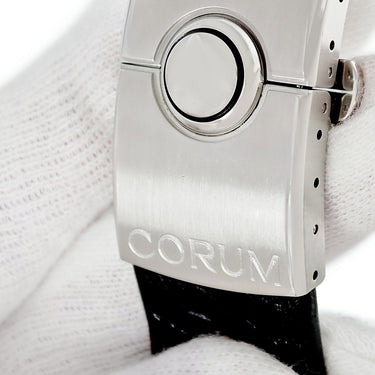 腕時計 コルム CORUM バブル バット 082.150.20 自動巻き メンズ OH済 ドーム型ガラス コウモリ デイト ブルー 青 2005年限定