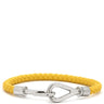 エルメス HERMES ジャンボ イエロー×シルバー レザー メタル ブレスレット 黄 編み込み レザーブレス