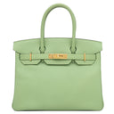 エルメス HERMES バーキン30 ヴェールクリケット ヴォーエプソン ハンドバッグ ゴールド金具 緑