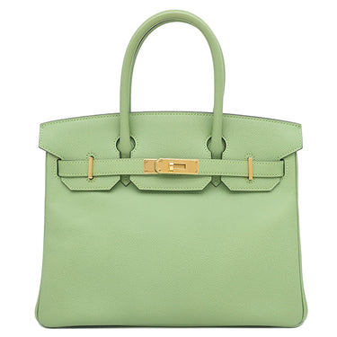 エルメス HERMES バーキン30 ヴェールクリケット ヴォーエプソン ハンドバッグ ゴールド金具 緑