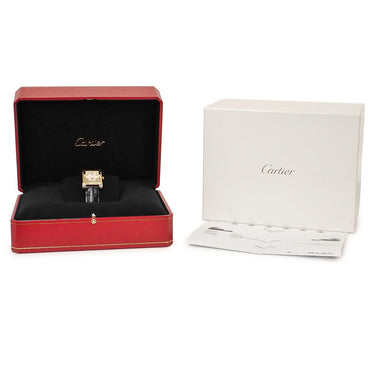 腕時計 カルティエ Cartier タンク アビス 2タイムゾーン LM W1534251 手巻き メンズ メーカーOH済 K18YG無垢 ギョーシェ 青針