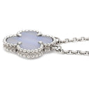 ヴァンクリーフアーペル Van Cleef & Arpels ヴィンテージ アルハンブラ VCARD34900 ブルーグレー×ホワイトゴールド K18WG カルセドニー ネックレス Au750 18K カルセドニー