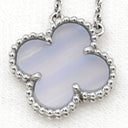 ヴァンクリーフアーペル Van Cleef & Arpels ヴィンテージ アルハンブラ VCARD34900 ブルーグレー×ホワイトゴールド K18WG カルセドニー ネックレス Au750 18K カルセドニー