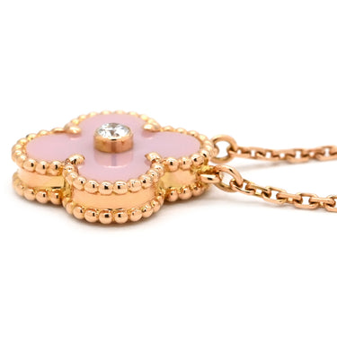 ヴァンクリーフアーペル Van Cleef & Arpels ヴィンテージ アルハンブラ VCAR05SY00 ピンクXローズゴールド K18PG ダイヤモンド セーブル ネックレス 2015年ホリデー セーブル 1Pダイヤ 18K