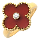 ヴァンクリーフアーペル Van Cleef & Arpels ヴィンテージ アルハンブラ VCARD40800 レッド×イエローゴールド K18YG ダイヤモンド カーネリアン #54(JP14) リング 指輪 750 ダイヤ 紅玉髄 14号