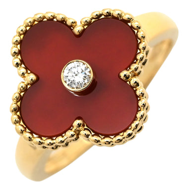 ヴァンクリーフアーペル Van Cleef & Arpels ヴィンテージ アルハンブラ VCARD40800 レッド×イエローゴールド K18YG ダイヤモンド カーネリアン #54(JP14) リング 指輪 750 ダイヤ 紅玉髄 14号
