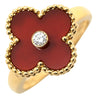 ヴァンクリーフアーペル Van Cleef & Arpels ヴィンテージ アルハンブラ VCARD40800 レッド×イエローゴールド K18YG ダイヤモンド カーネリアン #54(JP14) リング 指輪 750 ダイヤ 紅玉髄 14号