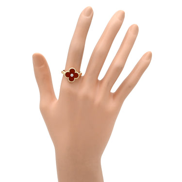 ヴァンクリーフアーペル Van Cleef & Arpels ヴィンテージ アルハンブラ VCARD40800 レッド×イエローゴールド K18YG ダイヤモンド カーネリアン #54(JP14) リング 指輪 750 ダイヤ 紅玉髄 14号