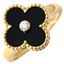 ヴァンクリーフアーペル Van Cleef & Arpels ヴィンテージ アルハンブラ VCARA41000 ブラック×イエローゴールド K18YG ダイヤモンド オニキス #58(JP18) リング 指輪 1Pダイヤ オニキス 17号